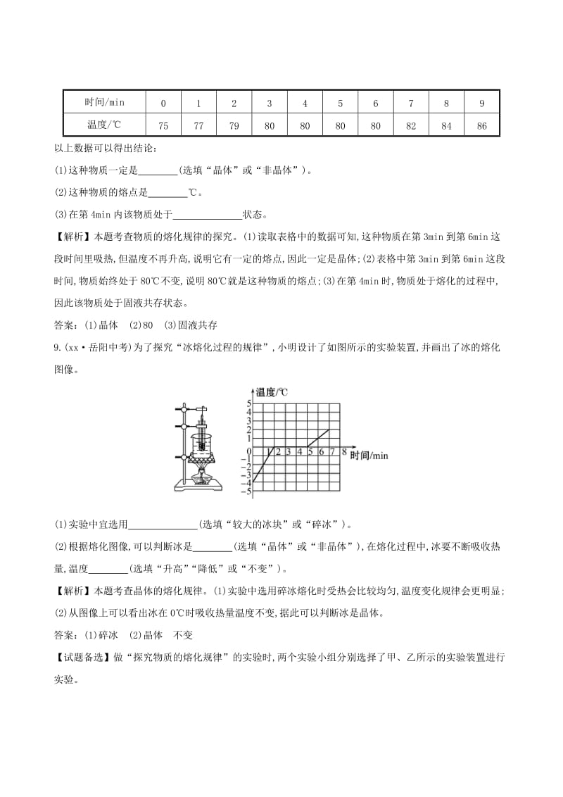 2019-2020年八年级物理上册3.2熔化和凝固练基础达标检测含解析新版新人教版.doc_第3页