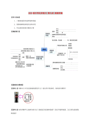 2019版中考化學復習 第九講 溶液學案.doc