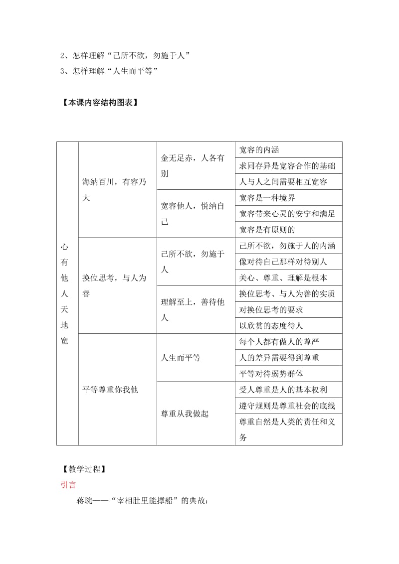 2019-2020年八年级政治上册 《心有他人天地宽》教学提纲 人教新课标版.doc_第2页