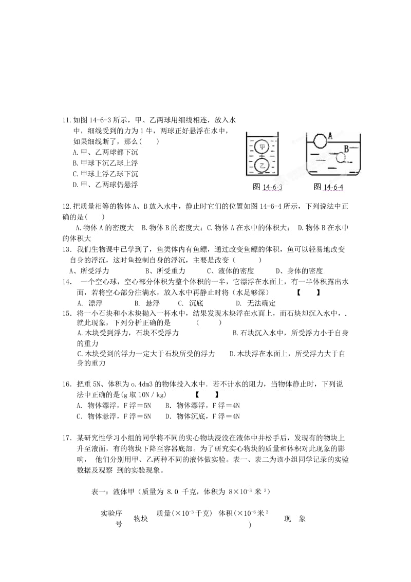 2019-2020年九年级物理全册 第十四章《压强和浮力》14.6 浮力的应用学案 新人教版.doc_第3页