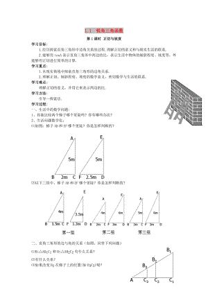 九年級數(shù)學(xué)下冊 第一章 直角三角形的邊角關(guān)系 1.1 銳角三角函數(shù) 第1課時 正切與坡度學(xué)案北師大版.doc