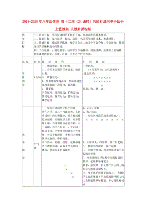 2019-2020年八年級(jí)體育 第十二周（24課時(shí)）鞏固行進(jìn)間單手低手上籃教案 人教新課標(biāo)版.doc