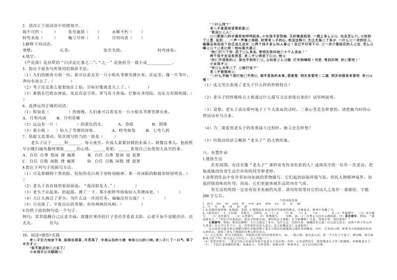 2019-2020年八年级语文上册 《芦花荡》导学案 新人教版.doc_第2页