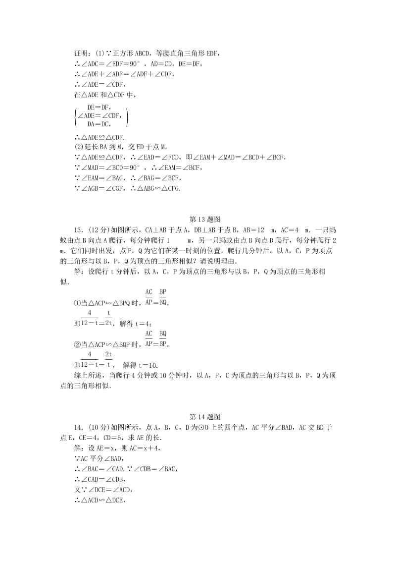 九年级数学上册 第4章 相似三角形阶段性测试（八）练习 （新版）浙教版.doc_第3页