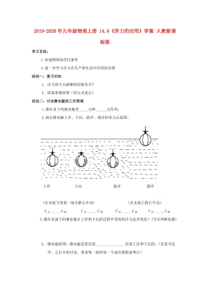 2019-2020年九年級物理上冊 14.6《浮力的應用》學案 人教新課標版.doc