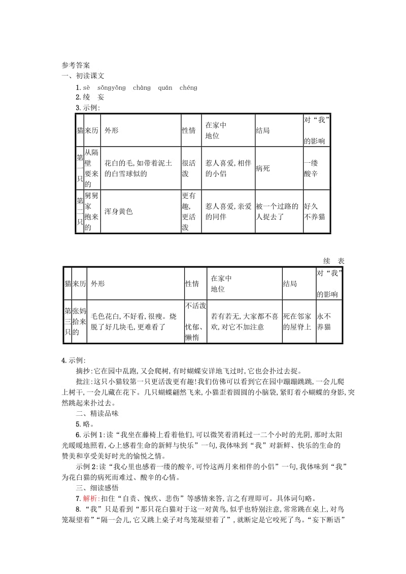 七年级语文上册第五单元16猫学案设计新人教版.doc_第3页