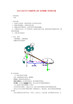 2019-2020年八年級科學(xué)上冊 杠桿教案 華東師大版.doc