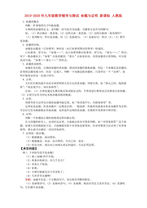 2019-2020年九年級(jí)數(shù)學(xué)輔導(dǎo)與測(cè)試 命題與證明 新課標(biāo) 人教版.doc