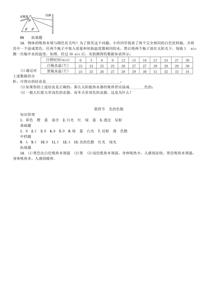 2019-2020年八年级物理全册第四章第四节光的色散习题新版沪科版.doc_第3页