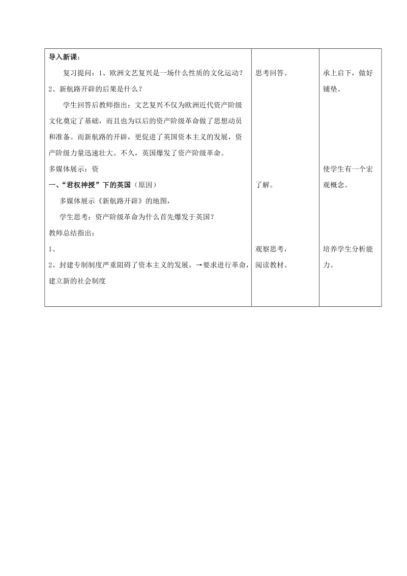 2019-2020年九年级历史上册 第四单元 步入近代 第11课 英国资产阶级革命教案 新人教版.doc_第2页