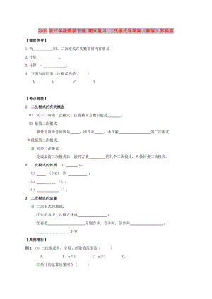 2019版八年級數(shù)學下冊 期末復習 二次根式導學案（新版）蘇科版.doc