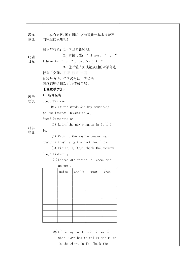 2019年七年级英语下册 Unit 4 Don’t eat in class period 4教案 （新版）人教新目标版.doc_第2页