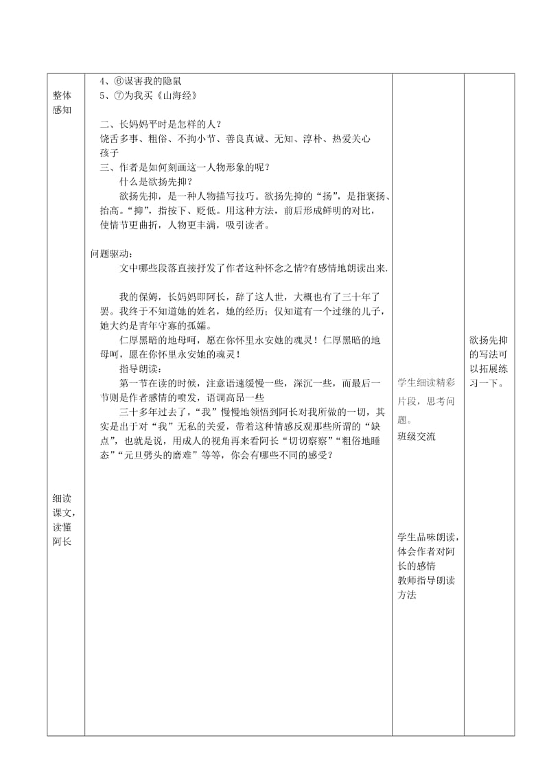 山东省济南市七年级语文下册 7阿长与《山海经》教案 鲁教版五四制.doc_第2页