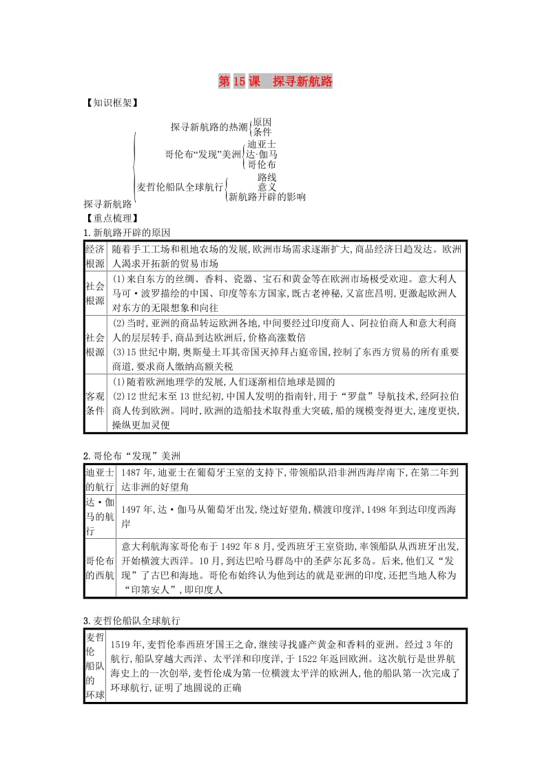 九年级历史上册 第五单元 步入近代 第15课 探寻新航路（速记宝典）知识点总结 新人教版.doc_第1页