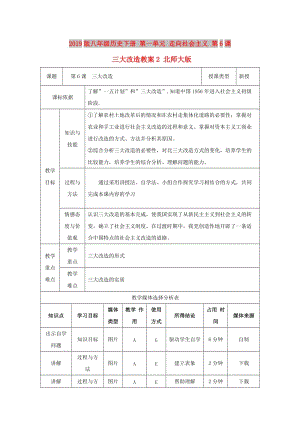 2019版八年級歷史下冊 第一單元 走向社會主義 第6課 三大改造教案2 北師大版.doc