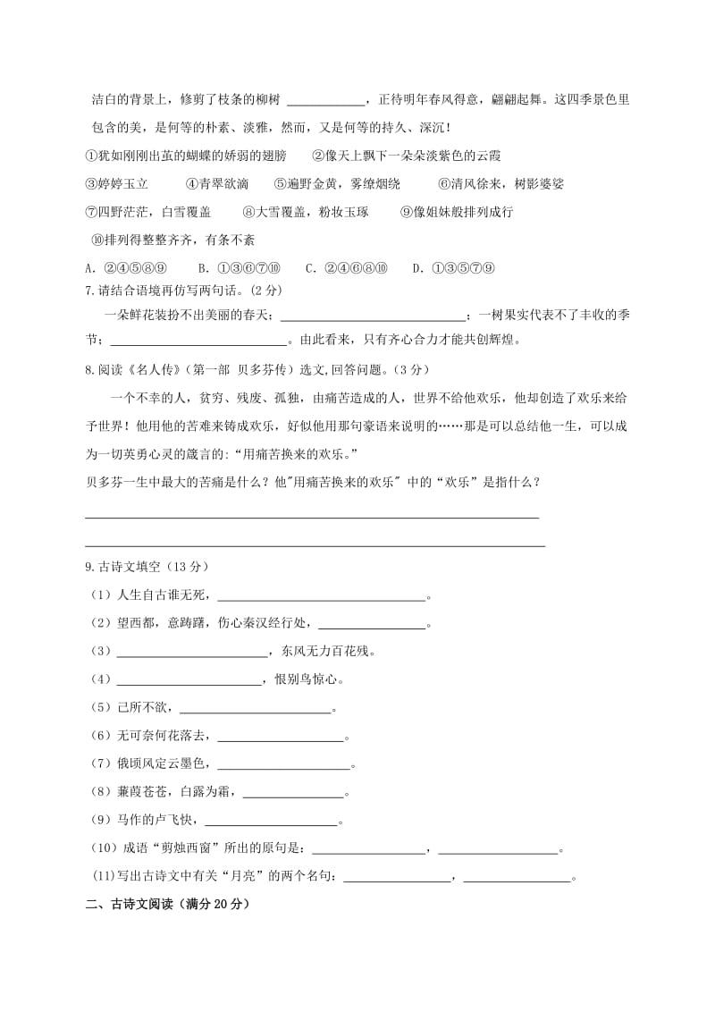 2019版中考语文模拟试题（九）.doc_第2页