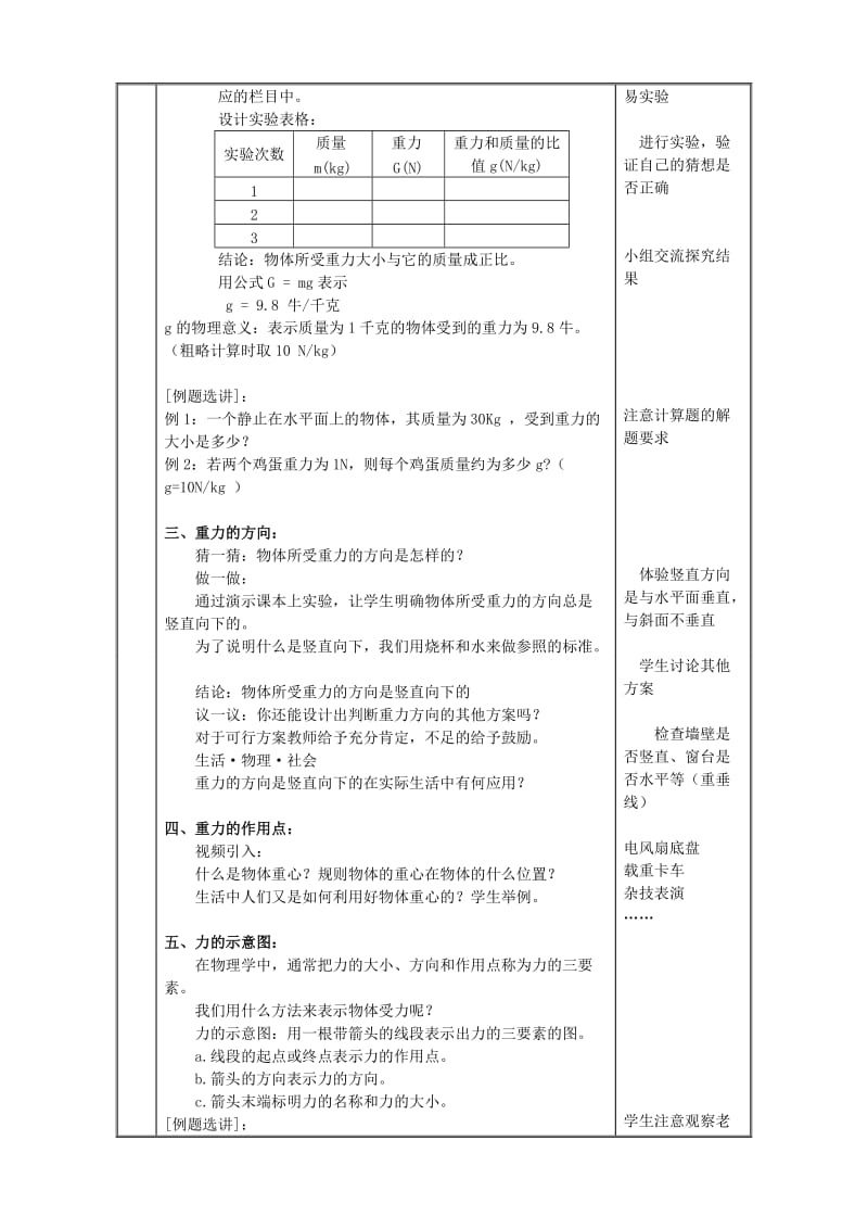 2019-2020年八年级物理下册《8.2重力 力的示意图》教案 苏科版.doc_第2页