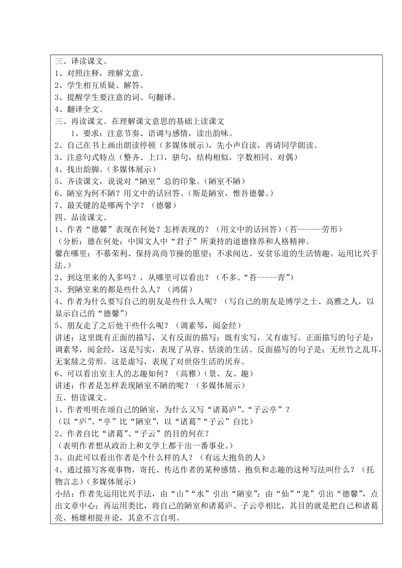 2019-2020年八年级语文下册 10 陋室铭教案 苏教版.doc_第2页