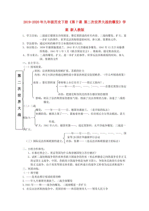 2019-2020年九年級歷史下冊《第7課 第二次世界大戰(zhàn)的爆發(fā)》學(xué)案 新人教版.doc