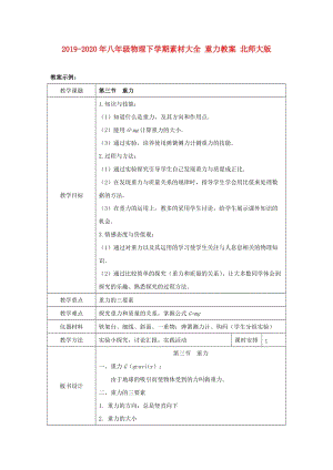 2019-2020年八年級物理下學(xué)期素材大全 重力教案 北師大版 .doc