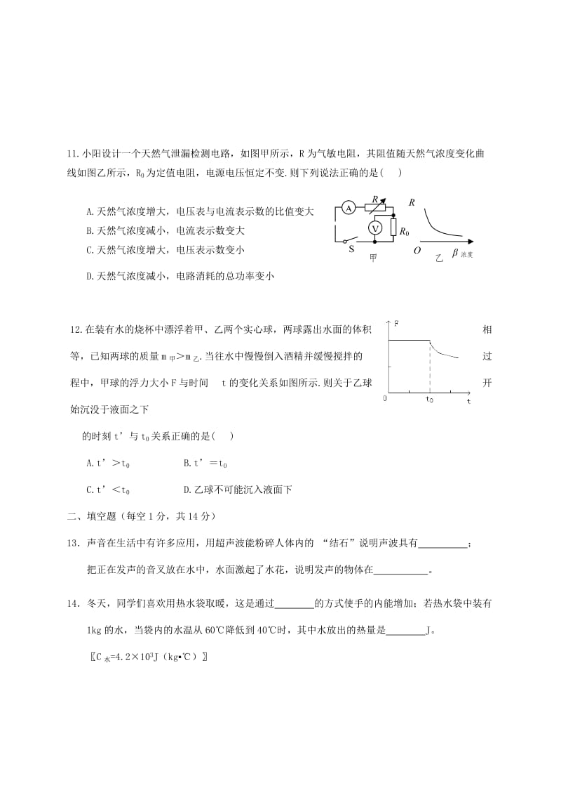 2019版九年级物理下学期模拟考试试题二.doc_第3页