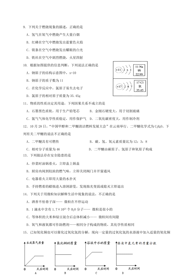 2019版九年级化学上学期12月月考试题 沪教版.doc_第2页