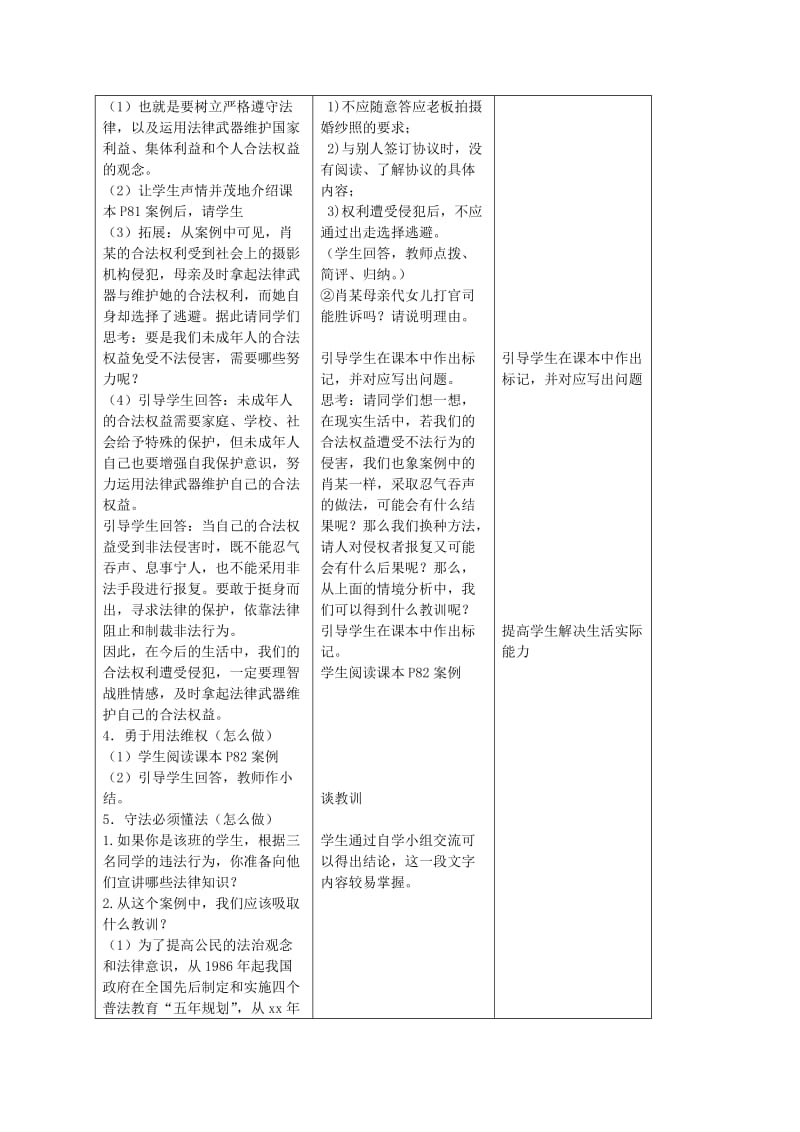 2019-2020年九年级政治全册 第六课 做守法公民 第二框 树立法治观念教案 苏教版.doc_第2页