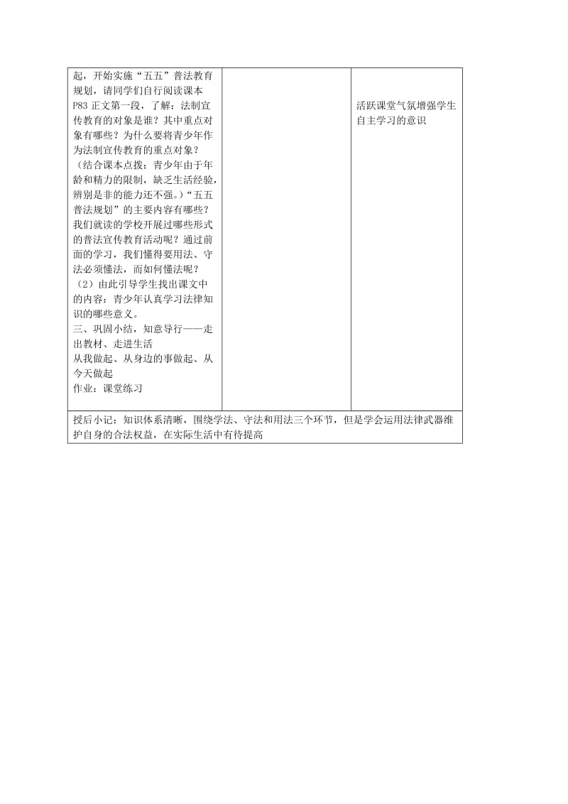 2019-2020年九年级政治全册 第六课 做守法公民 第二框 树立法治观念教案 苏教版.doc_第3页