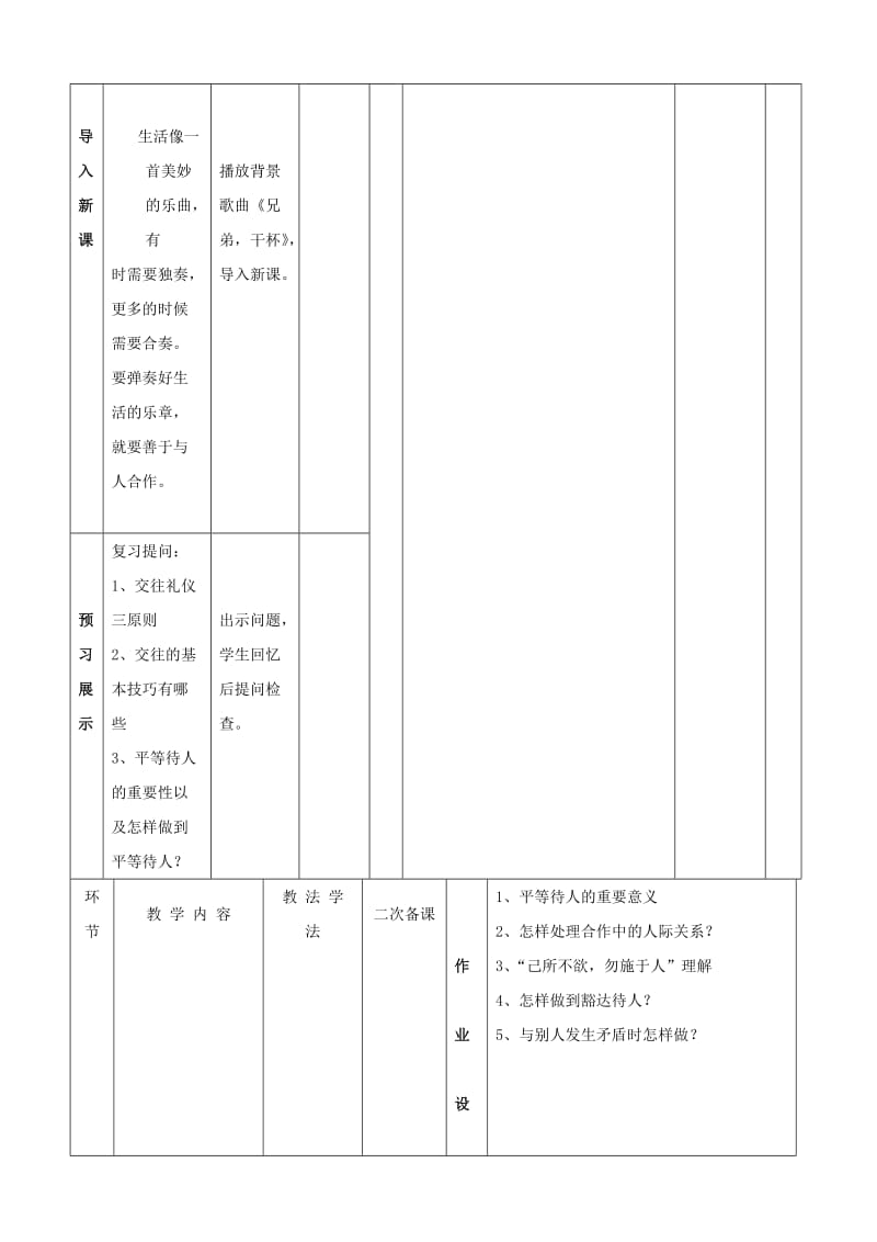 2019-2020年八年级思想品德上册 第六课《合奏好生活的乐章》教学设计 鲁教版.doc_第2页