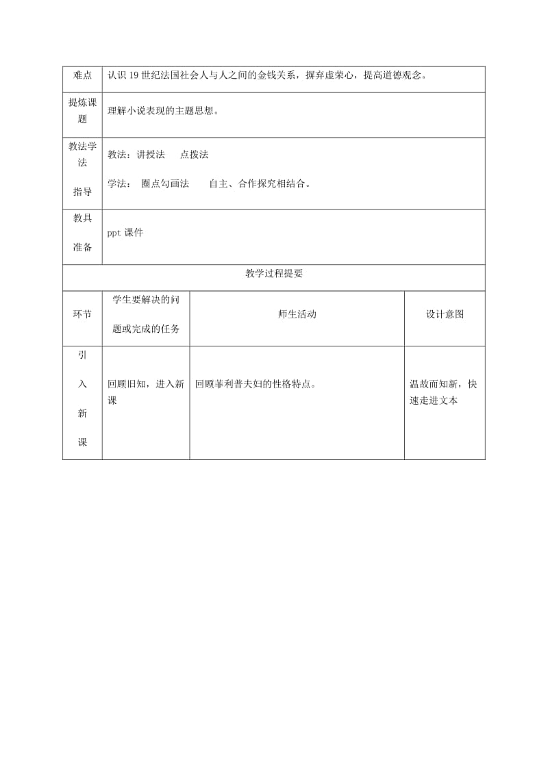 2019版九年级语文上册 第三单元 11我的叔叔于勒（第2课时）教案 新人教版.doc_第2页