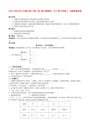 2019-2020年九年級(jí)生物《第二章 被子植物的一生》復(fù)習(xí)學(xué)案1 人教新課標(biāo)版.doc