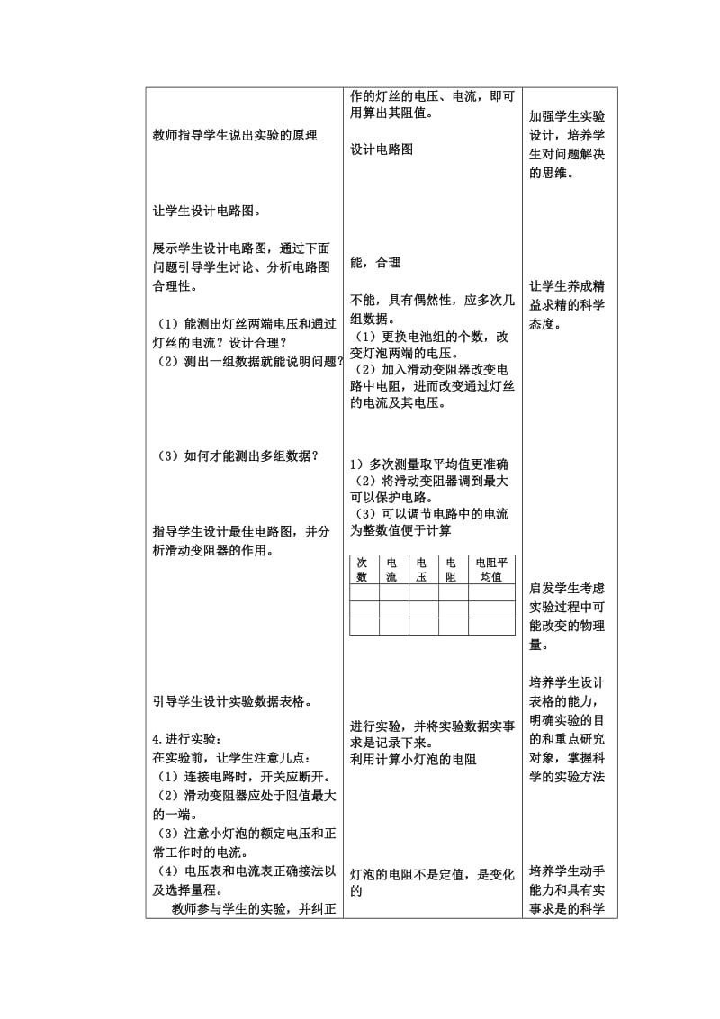 2019-2020年八年级物理 第七章第3节《测量小灯泡的电阻》教案.doc_第2页