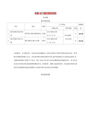 2019屆高考生物二輪復(fù)習(xí) 專題24 微生物的利用習(xí)題.doc