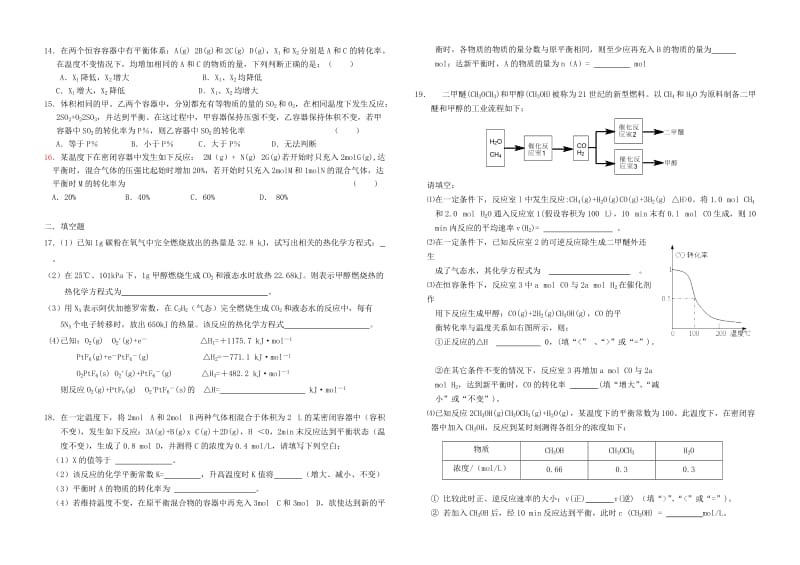 2019-2020年高二化学清明假期作业 新人教版选修4.doc_第2页