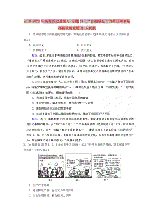 2019-2020年高考歷史總復習 專題11-1“自由放任”的美國和羅斯福新政隨堂練習 人民版.doc