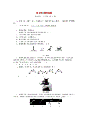 九年級(jí)科學(xué)上冊(cè) 第3章 能量的轉(zhuǎn)化與守恒 第4節(jié) 簡單機(jī)械 第1課時(shí) 杠桿練習(xí) （新版）浙教版.doc