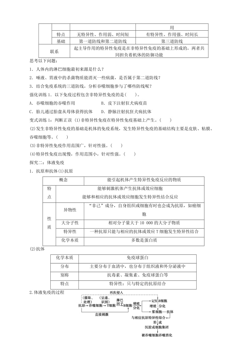 2019-2020年高中生物 第二章 第4节《免疫调节》学案 新人教版必修3.doc_第3页