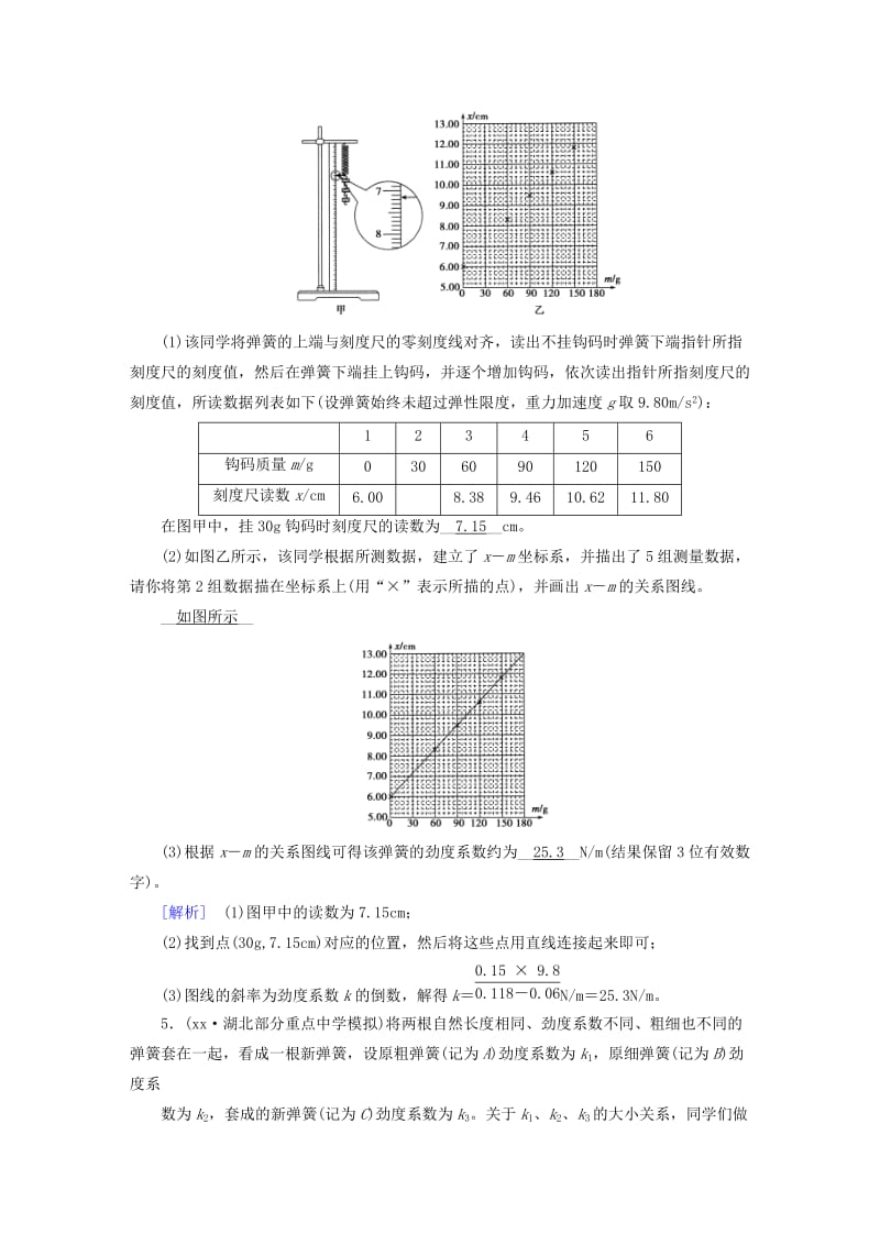 2019-2020年高考物理一轮复习第2章相互作用实验2探究弹力和弹簧伸长的关系习题新人教版.doc_第3页