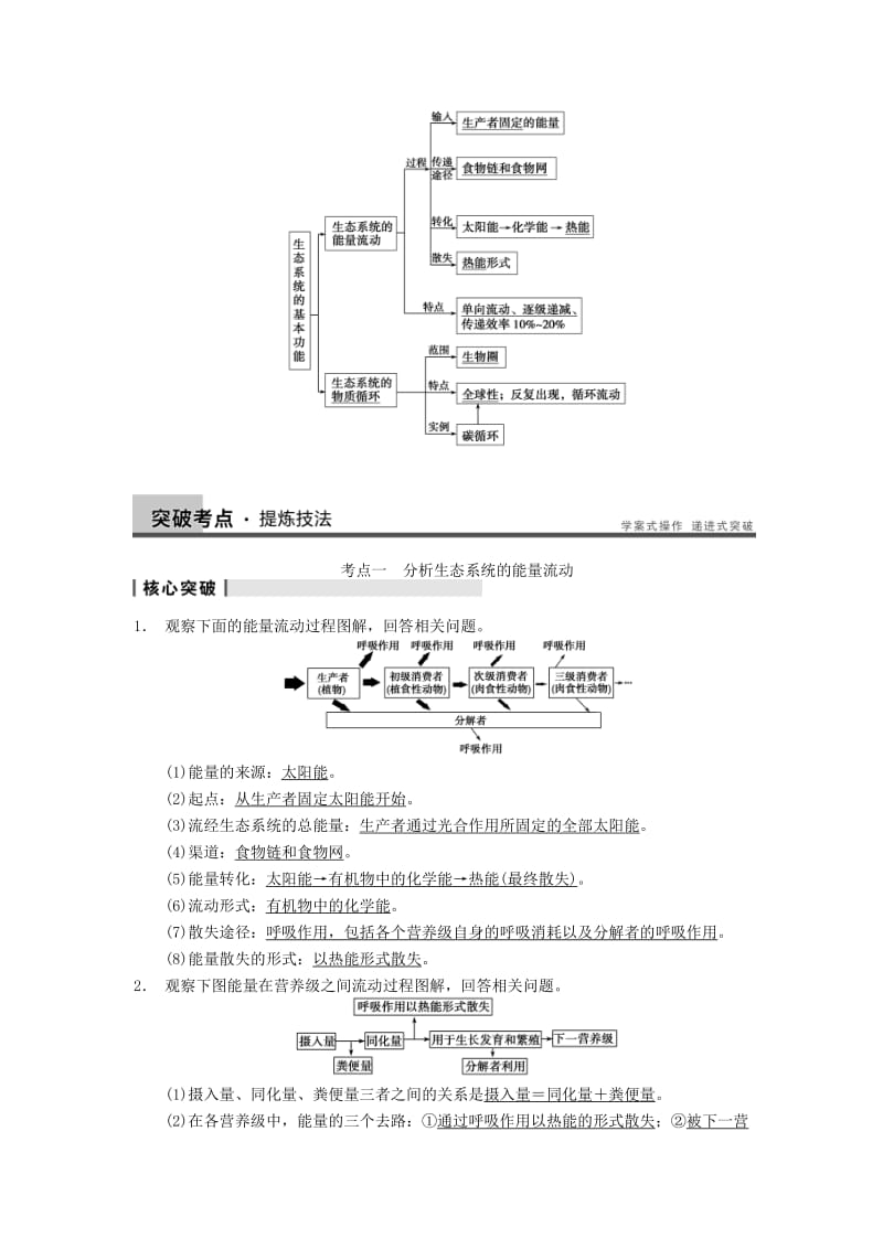 2019-2020年高考生物一轮复习 第九单元 生物与环境 第34讲生态系统的能量流动和物质循环学案.doc_第3页