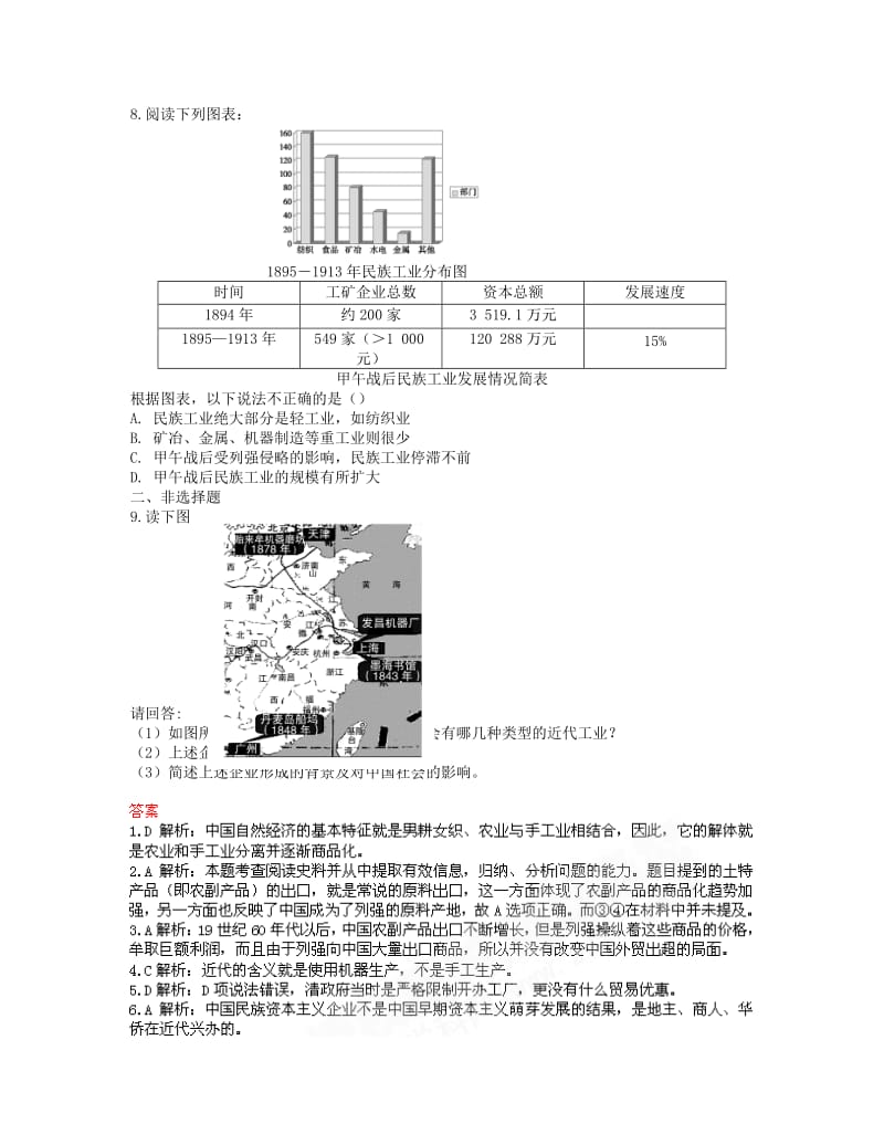 2018高中历史 专题二 近代中国资本主义的曲折发展同步测评 人民版必修2.doc_第2页