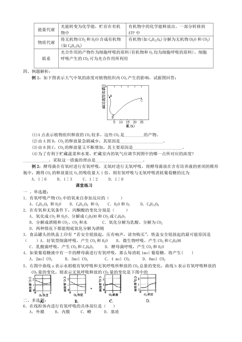 2019-2020年高三生物 专题二 细胞呼吸教案.doc_第2页