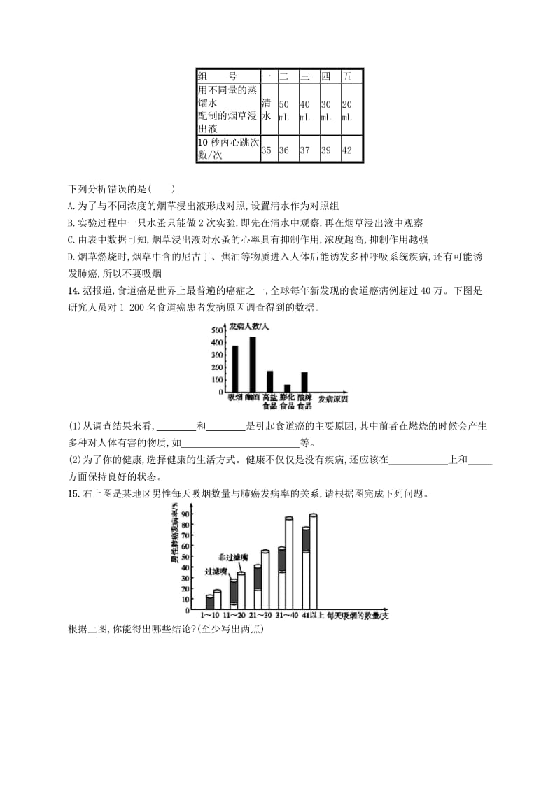 八年级生物下册 第八单元 健康地生活 第三章 了解自己 增进健康 第二节 选择健康的生活方式知能演练提升 新人教版.doc_第3页