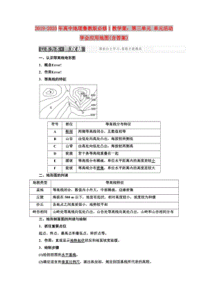 2019-2020年高中地理魯教版必修1教學(xué)案：第三單元 單元活動(dòng) 學(xué)會(huì)應(yīng)用地圖(含答案).doc