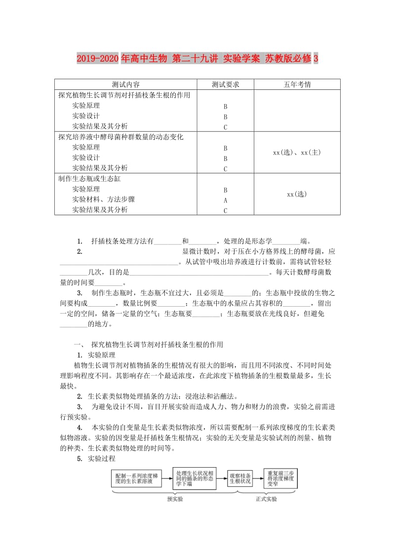 2019-2020年高中生物 第二十九讲 实验学案 苏教版必修3.doc_第1页