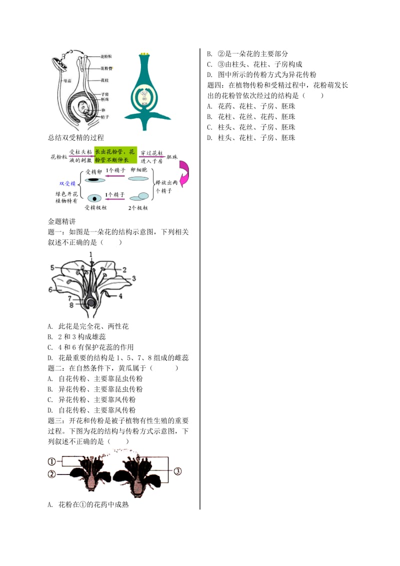 江苏省大丰市七年级生物上册 第13讲 开花和结果讲义 苏教版.doc_第2页