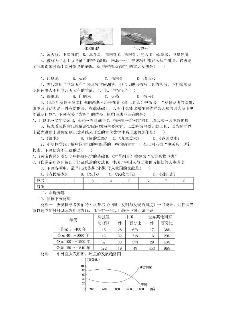 2019-2020年高三历史第一轮复习古代中国的发明和发现导学案.doc_第3页