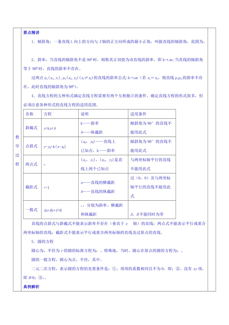 2019-2020年高三上学期数学一轮复习教案：第27讲 直线与圆的方程.doc_第2页