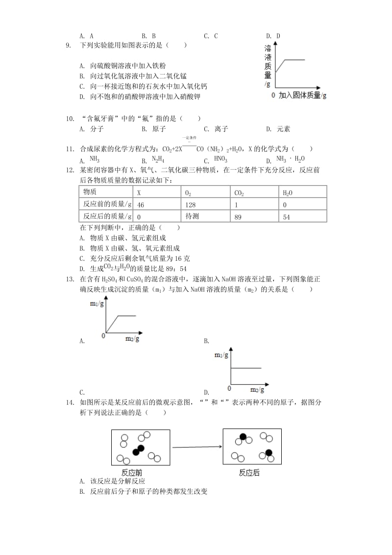 广西柳州市2019年中考化学模拟试卷（含解析）.doc_第2页