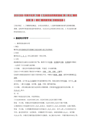 2019-2020年高中化學 專題5 生命活動的物質基礎 第一單元 糖類油脂 第1課時 糖類教學案 蘇教版選修5.doc