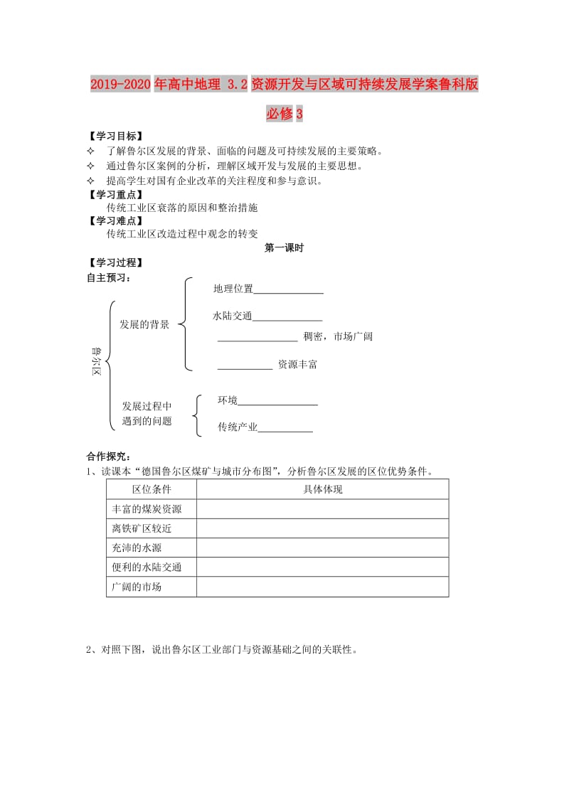 2019-2020年高中地理 3.2资源开发与区域可持续发展学案鲁科版必修3.doc_第1页